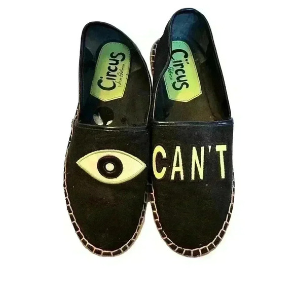 Womens Circus SAM EDELMAN LENI 2 EYE CAN'T Black Espadrilles Size 8 - Picture 1 of 7